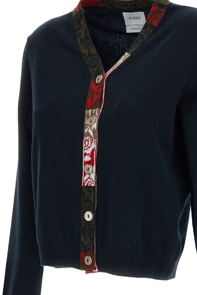Barrie Black V-Neck Cropped Cashmere Cardigan
