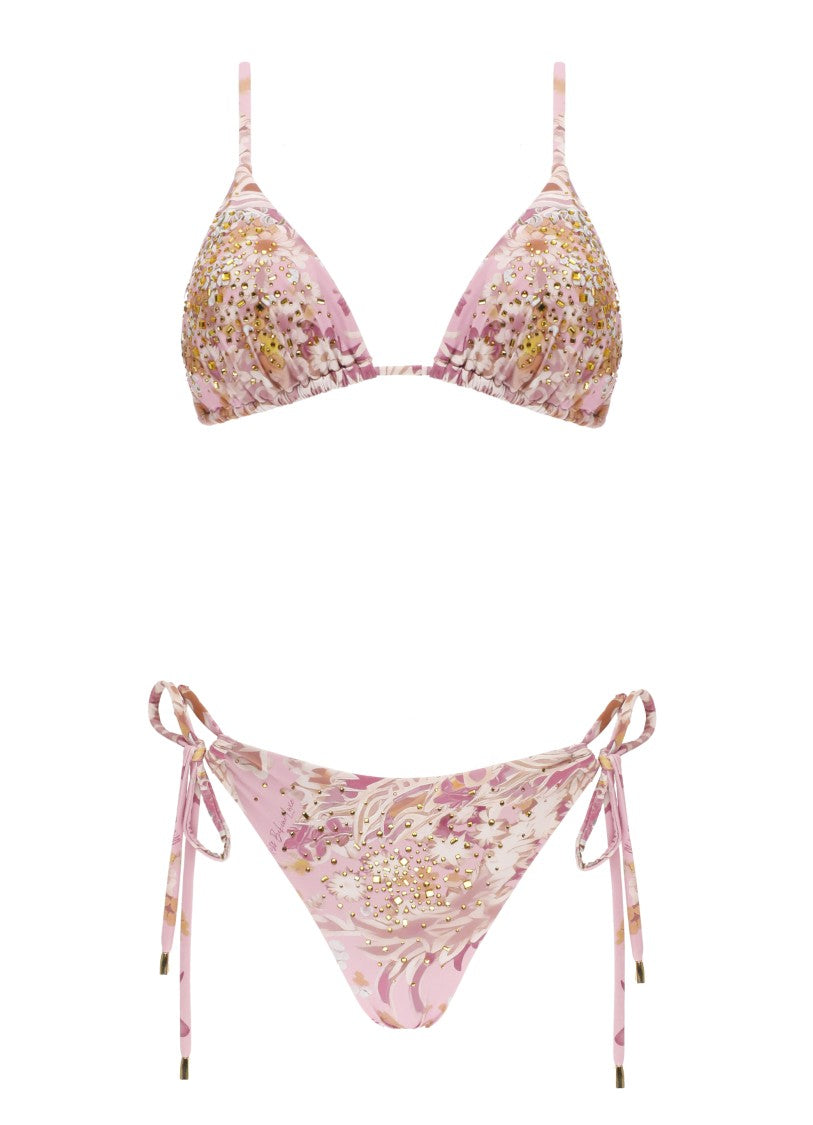 Miss Bikini Pink Triangle Strass Bikini Set