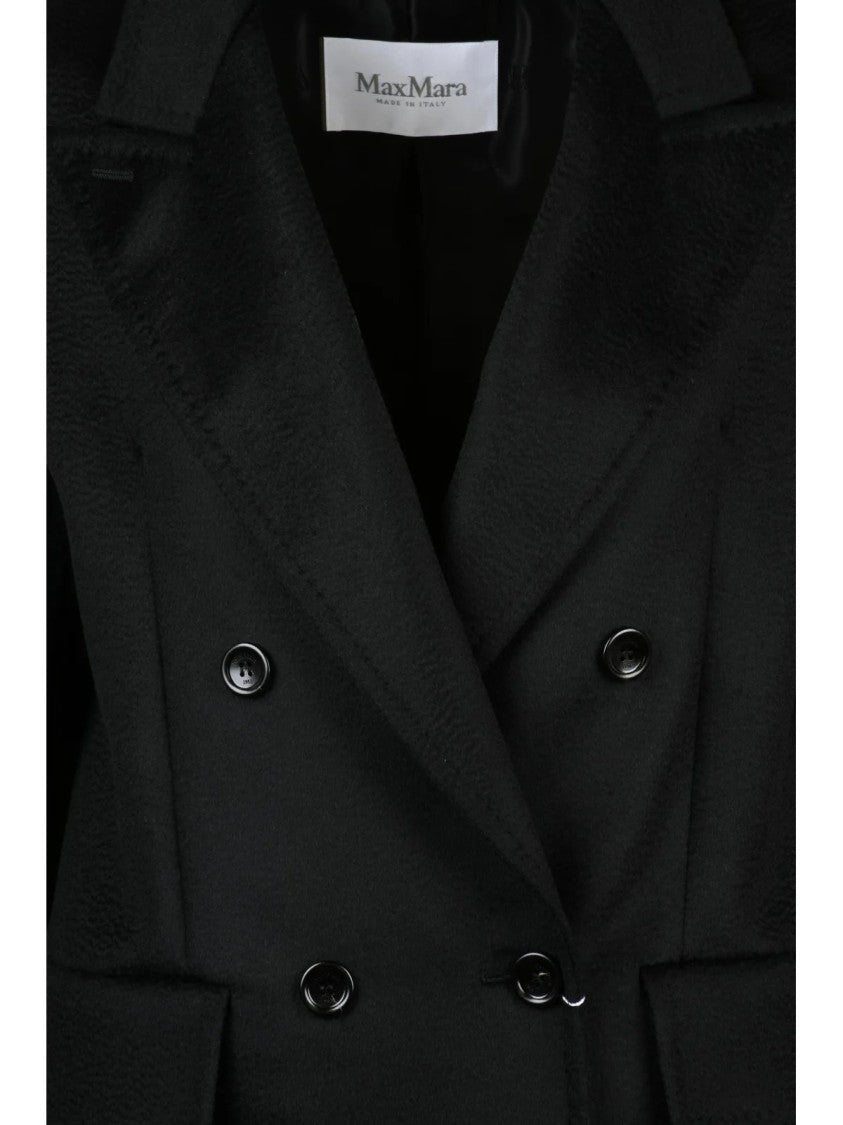 Max Mara Double-Breasted Black Camel Coat With Tailored Fit And Iconic Design