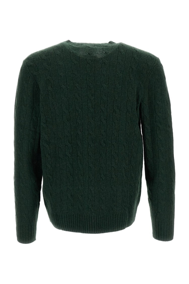 Polo Ralph Lauren Green Cable-Knit Wool-Cashmere Crewneck Sweater