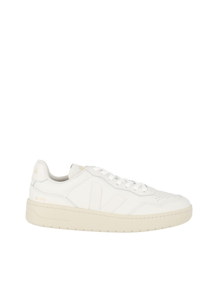 Veja Extra-White V-90 Minimalist Low-Top Sneakers
