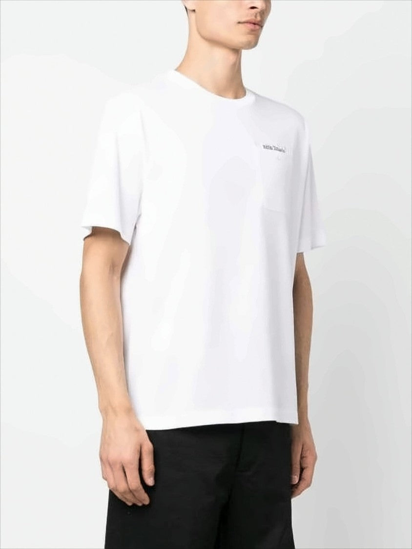 Palm Angels White Crew Neck T-Shirt With Subtle Text Detail