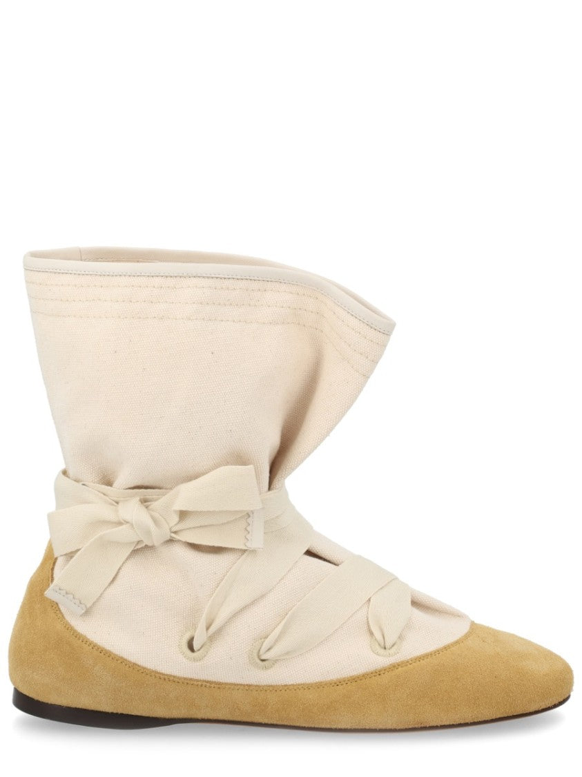Isabel Marant Neutrals Letiz Slouchy Tie Cotton Boots