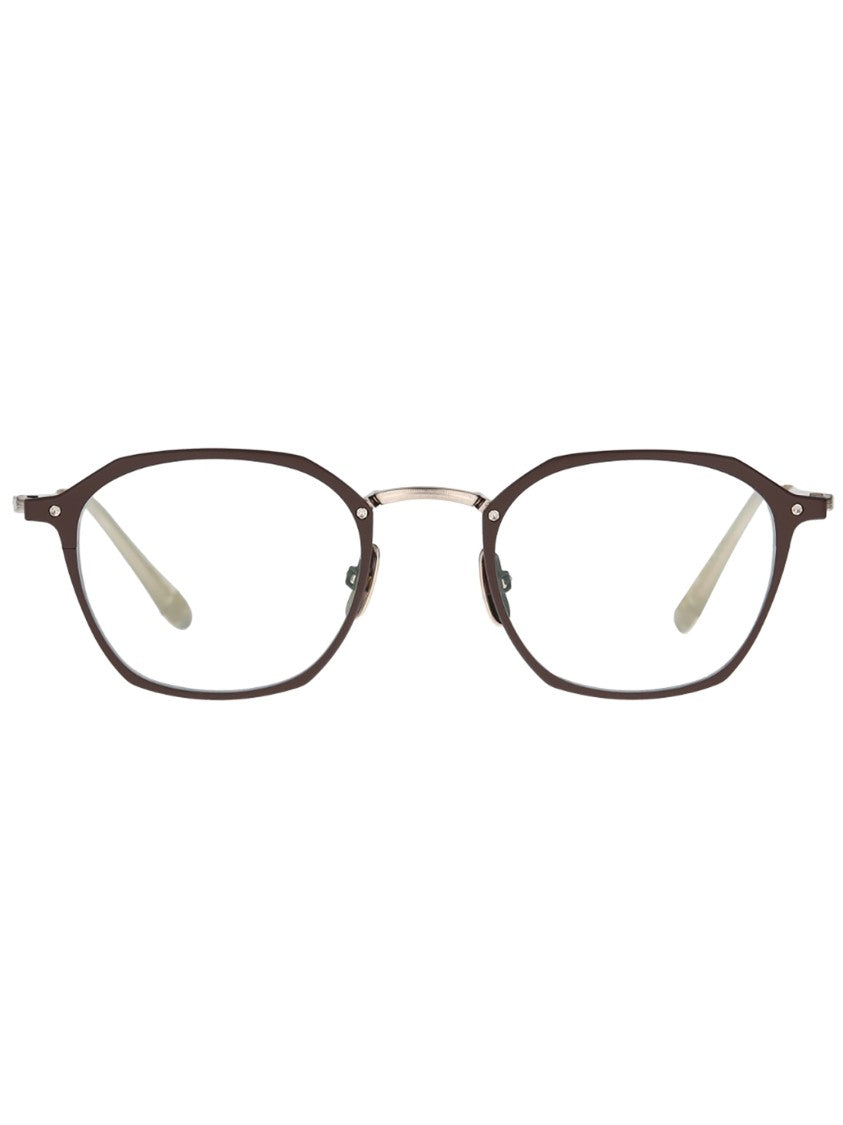 Yellows Plus Geometric Titanium Optical Frames With Refined Brown Finish