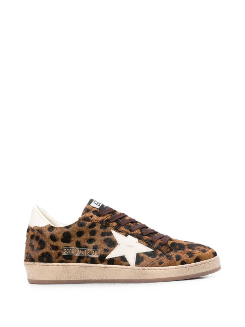 Golden Goose Leopard Print Star Detail Silk Nylon Low-Top Sneakers