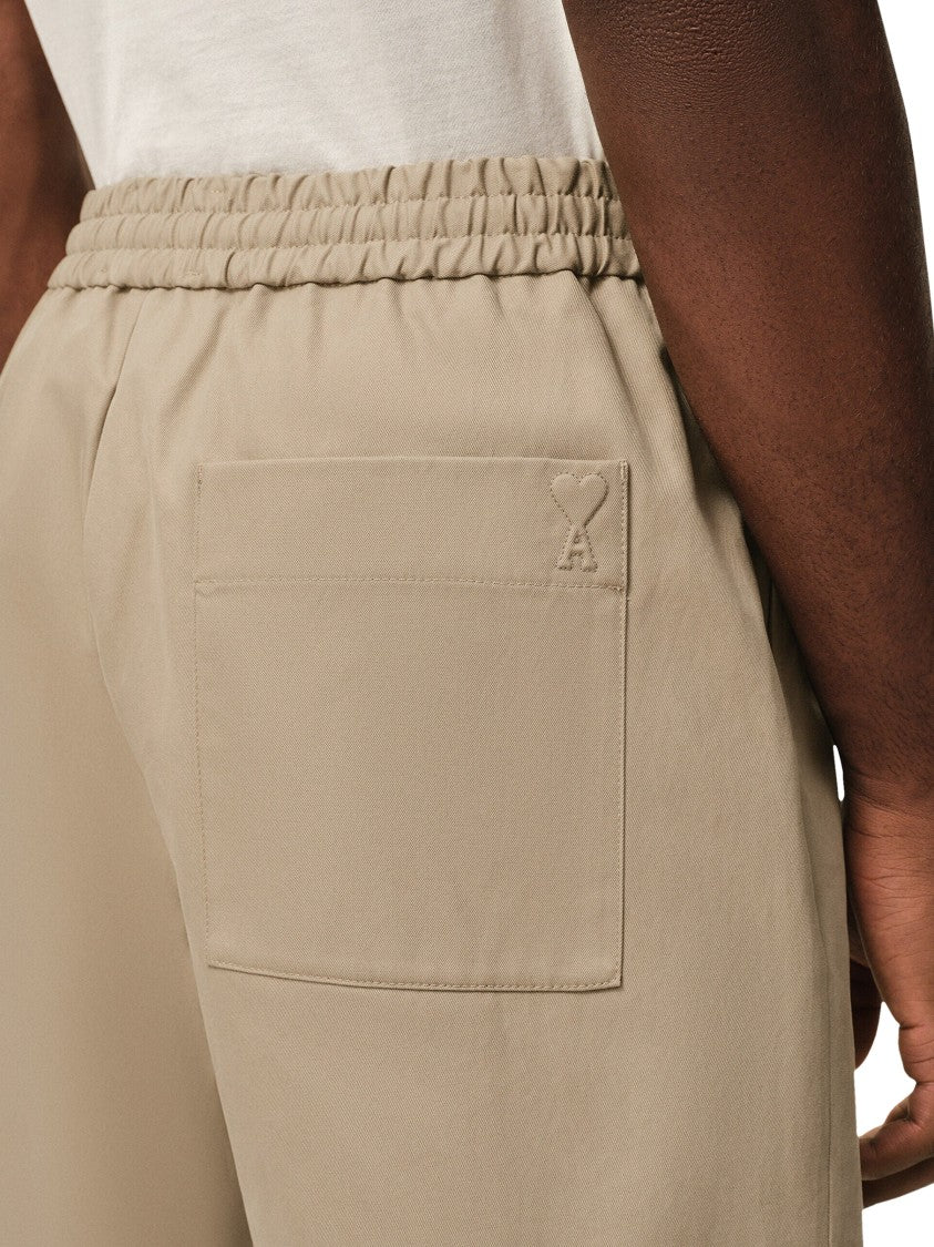 Ami Paris Minimalist Straight-Cut Shorts With Elastic Waistband