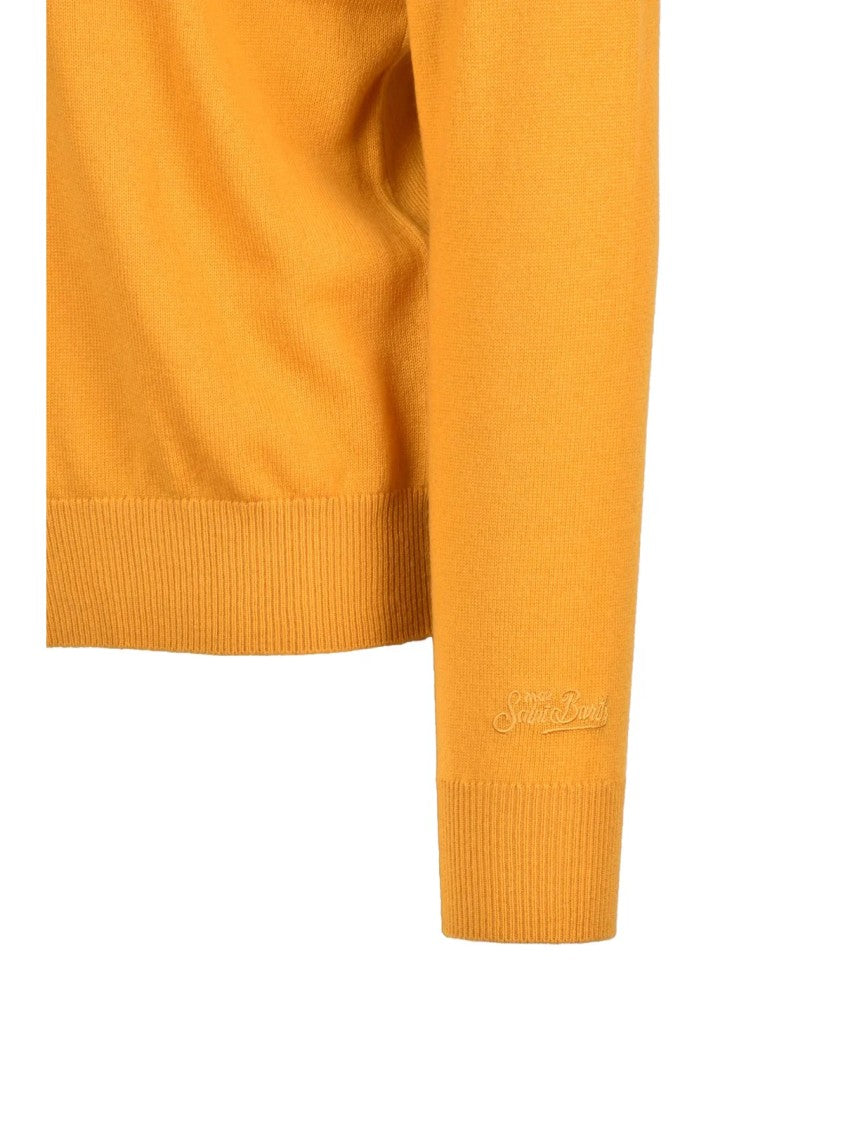 Mc2 Saint Barth Yellow Merino-Cashmere Crewneck Sweater