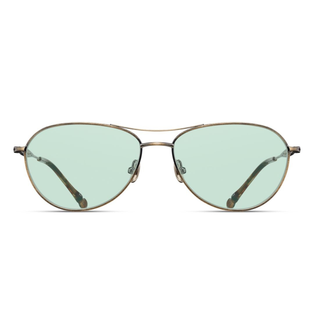Matsuda M3139.Sg Antique-Finish Metal Aviator Sunglasses With Tortoiseshell Temples