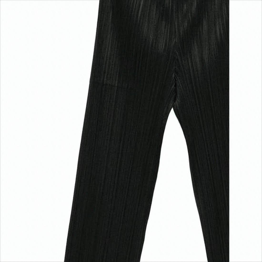 Pleats Please Pleated Black Pants With Leather-Like Finish