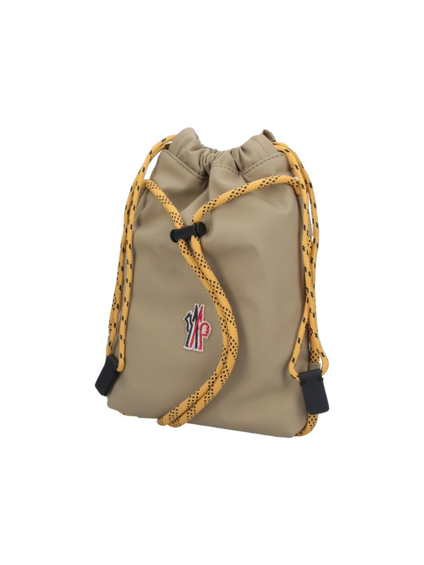 Moncler Grenoble Beige Makaio Drawstring Fabric Shoulder Bag