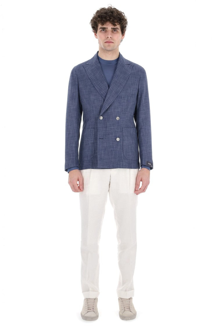Barba Double-Breasted Cotton-Wool Knitted Easywear Jacket