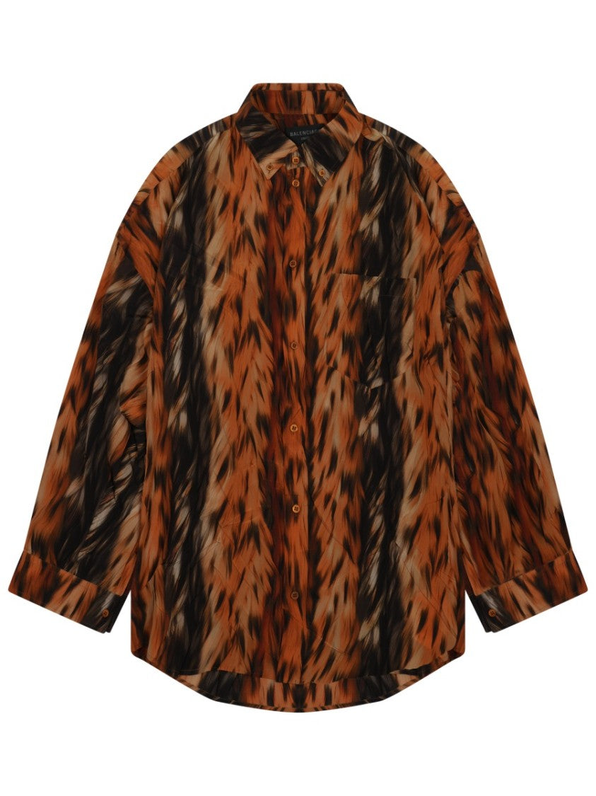 Balenciaga Abstract Print Oversized Silk Shirt