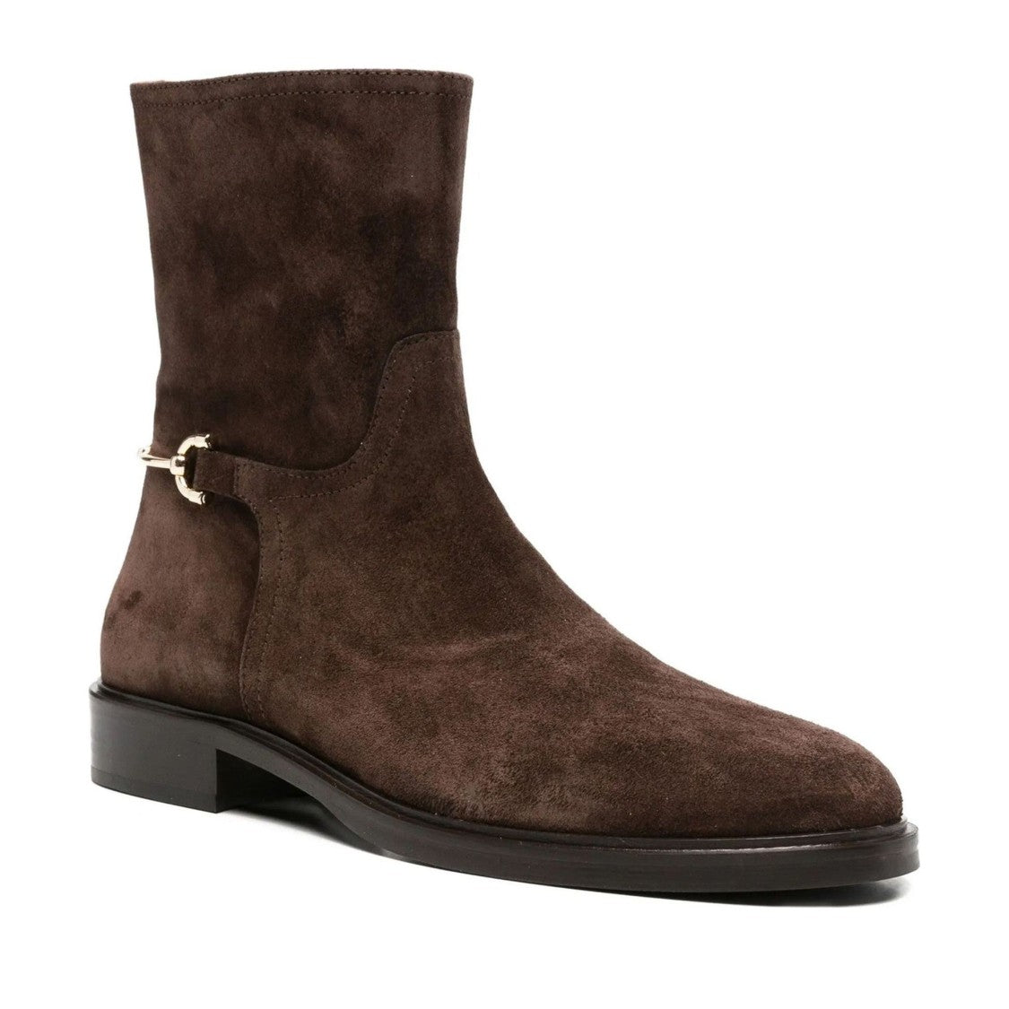 Adrianna Feretti Brown Metallic Buckle Suede Boots