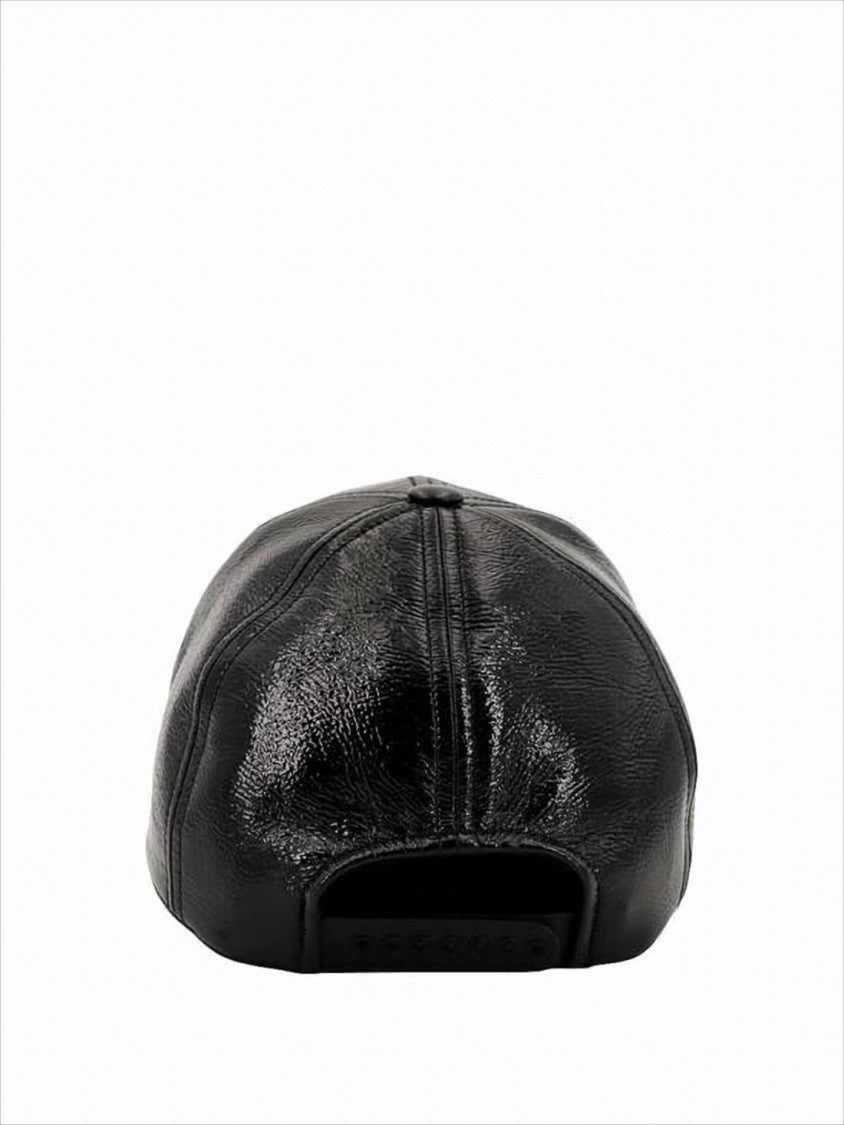 Courrèges Structured Black Cap With Curved Brim