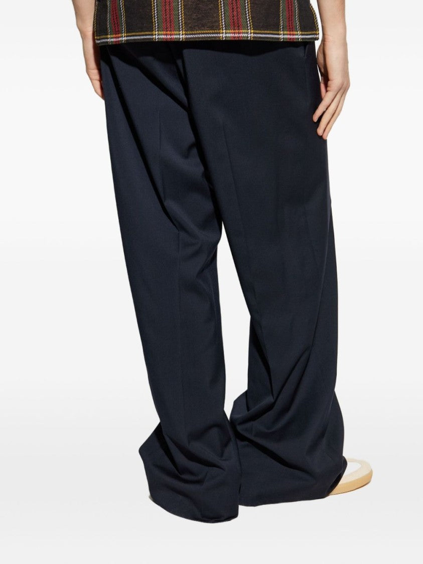 Vivienne Westwood Navy Wide-Leg Trousers With Tailored Waistband And Button Detail