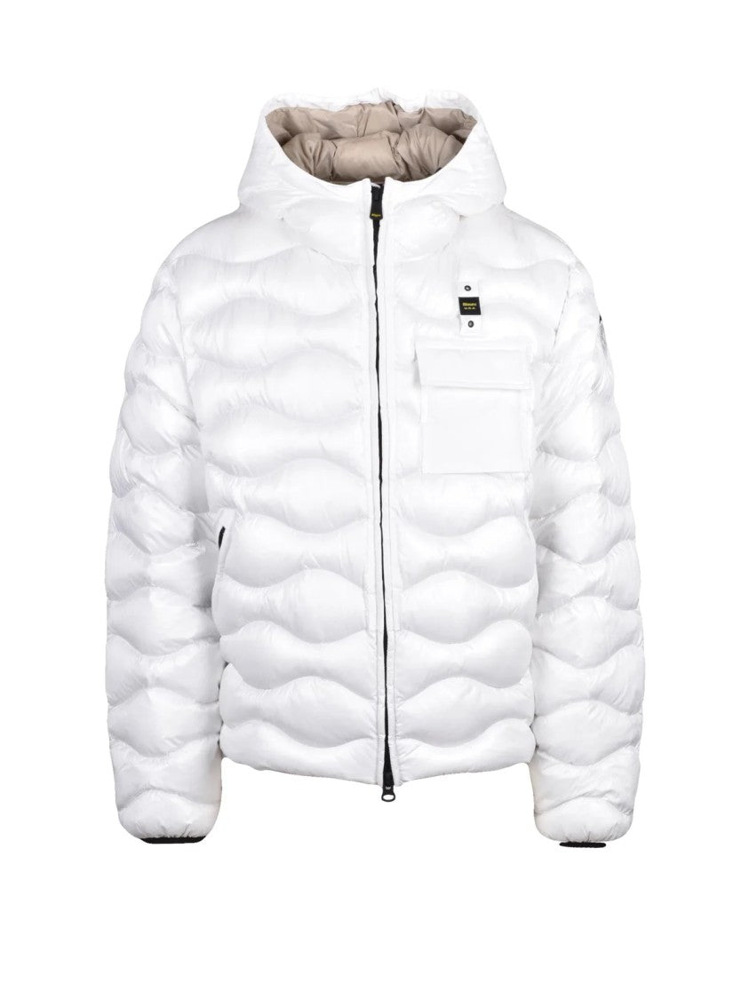Blauer White Hooded Polyamide Down Jacket