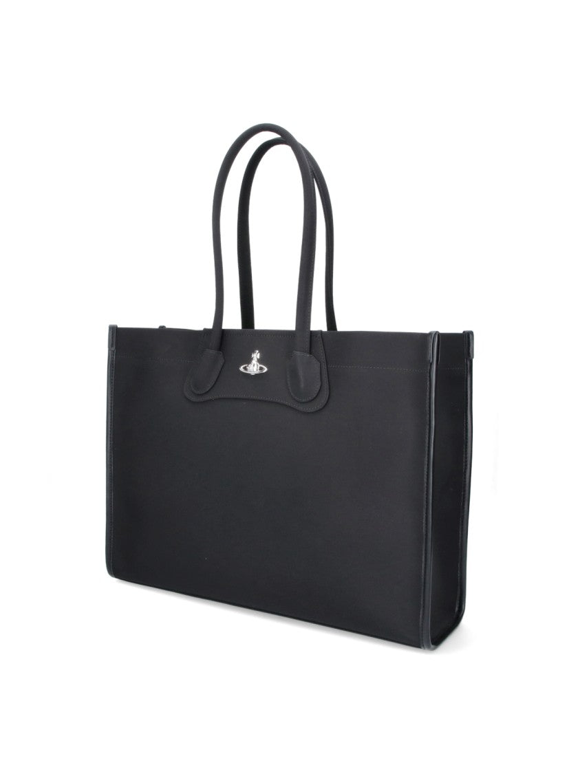 Vivienne Westwood Black Troy Fabric Tote Bag