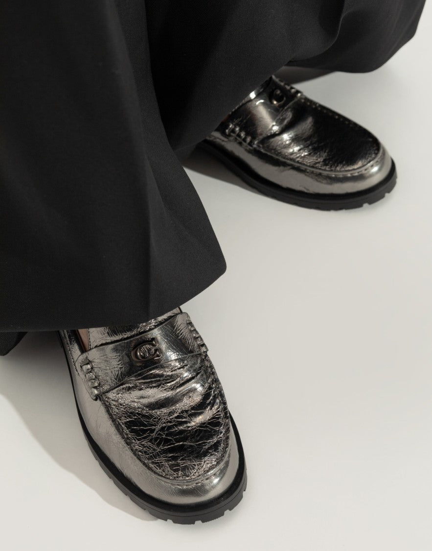 Coach Jocelyn Crinkle Leather Logo Loafers