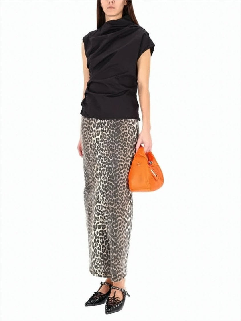 Ganni Draped Neckline Black Sleeveless Top