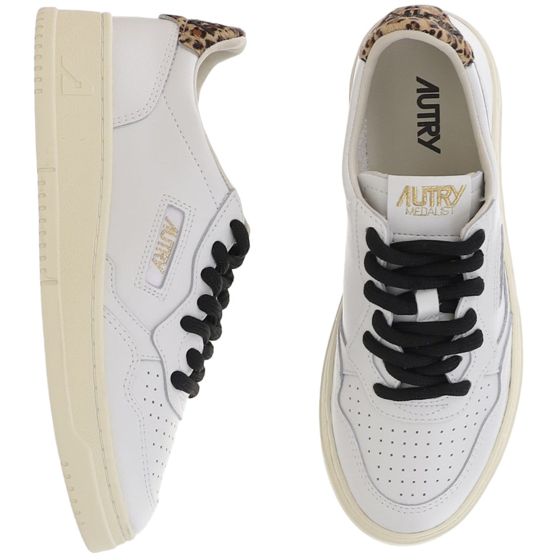 Autry Medalist Low Leather Sneakers With Animal-Print Heel Tab