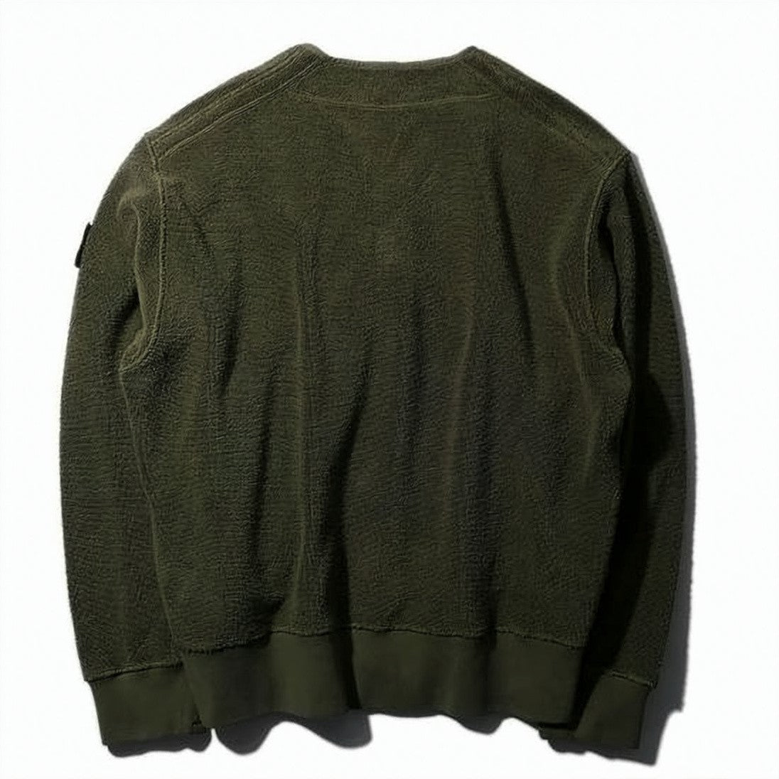 Stone Island Textured Knit Cardigan With Distinctive Sleeve Patch
