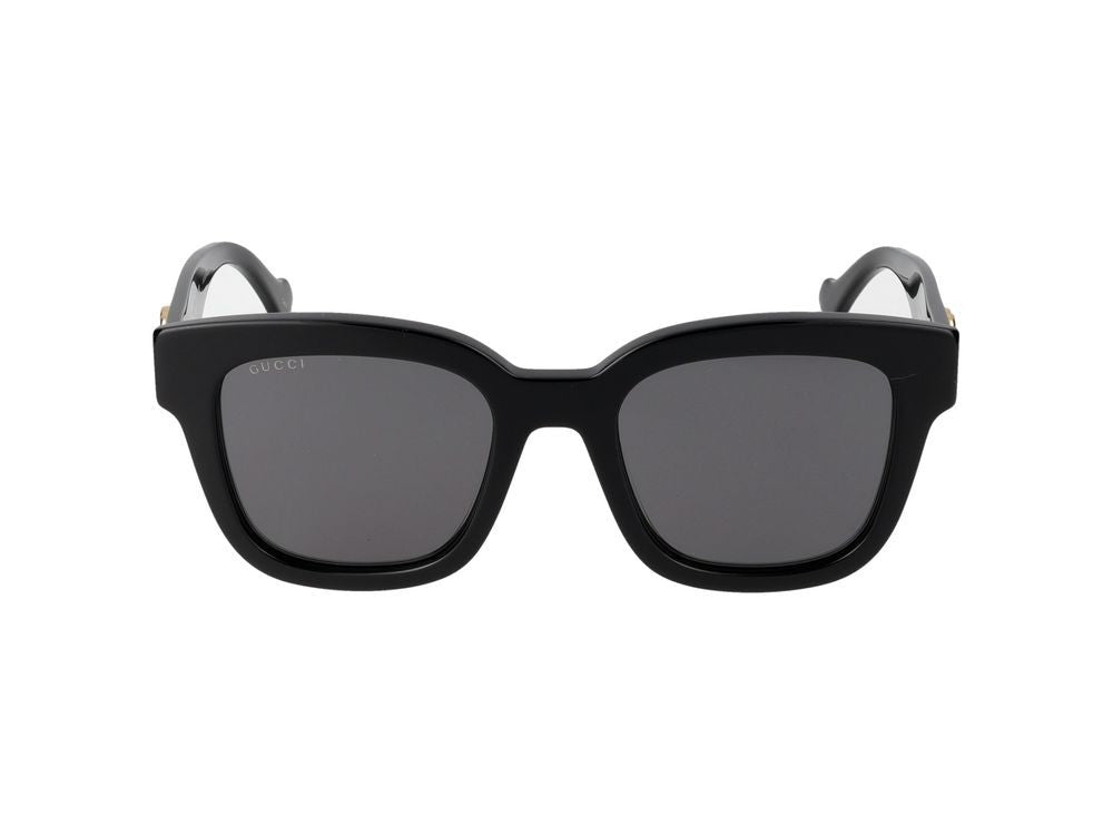 Gucci Black Gold-Tone Oversized Square Sunglasses