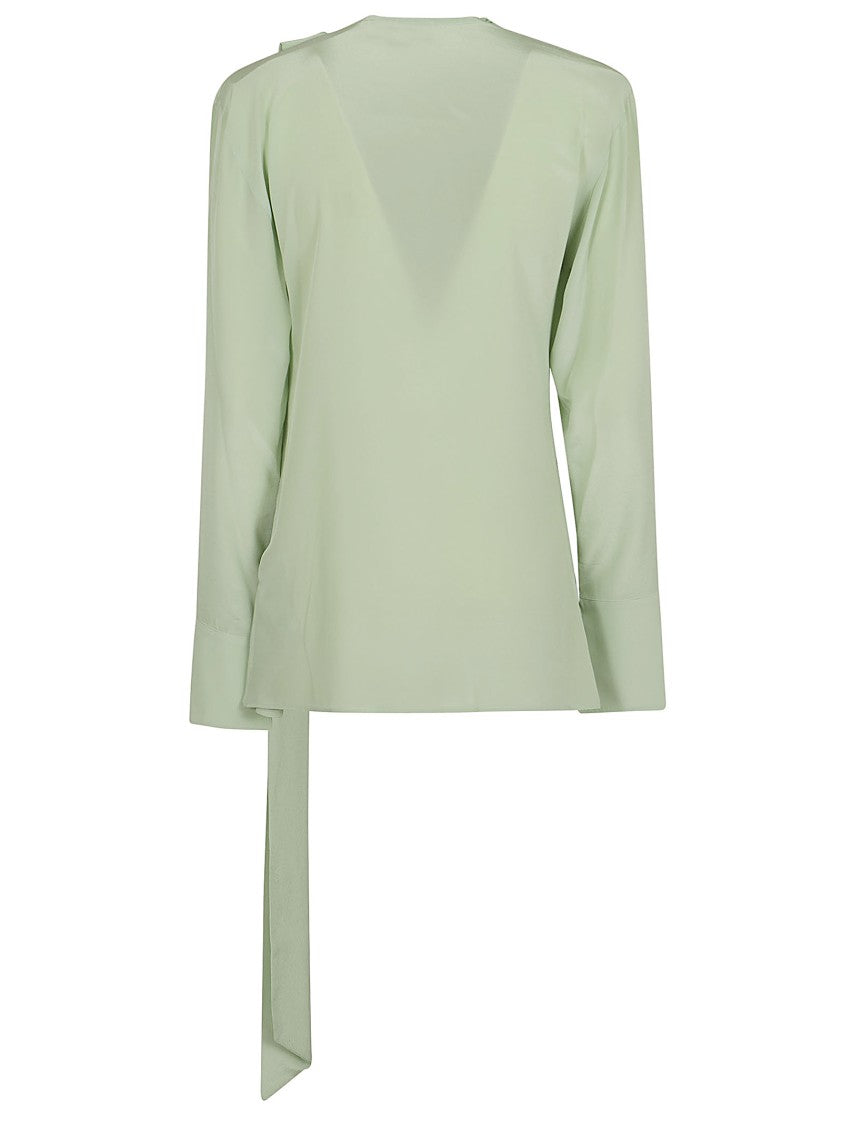 Victoria Beckham Light Green Silk Crepe De Chine Dress