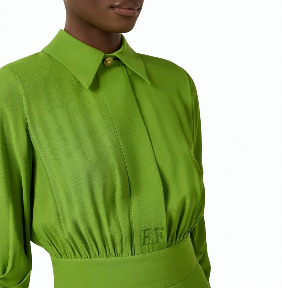 Elisabetta Franchi Viscose Georgette Ruffled Midi Dress