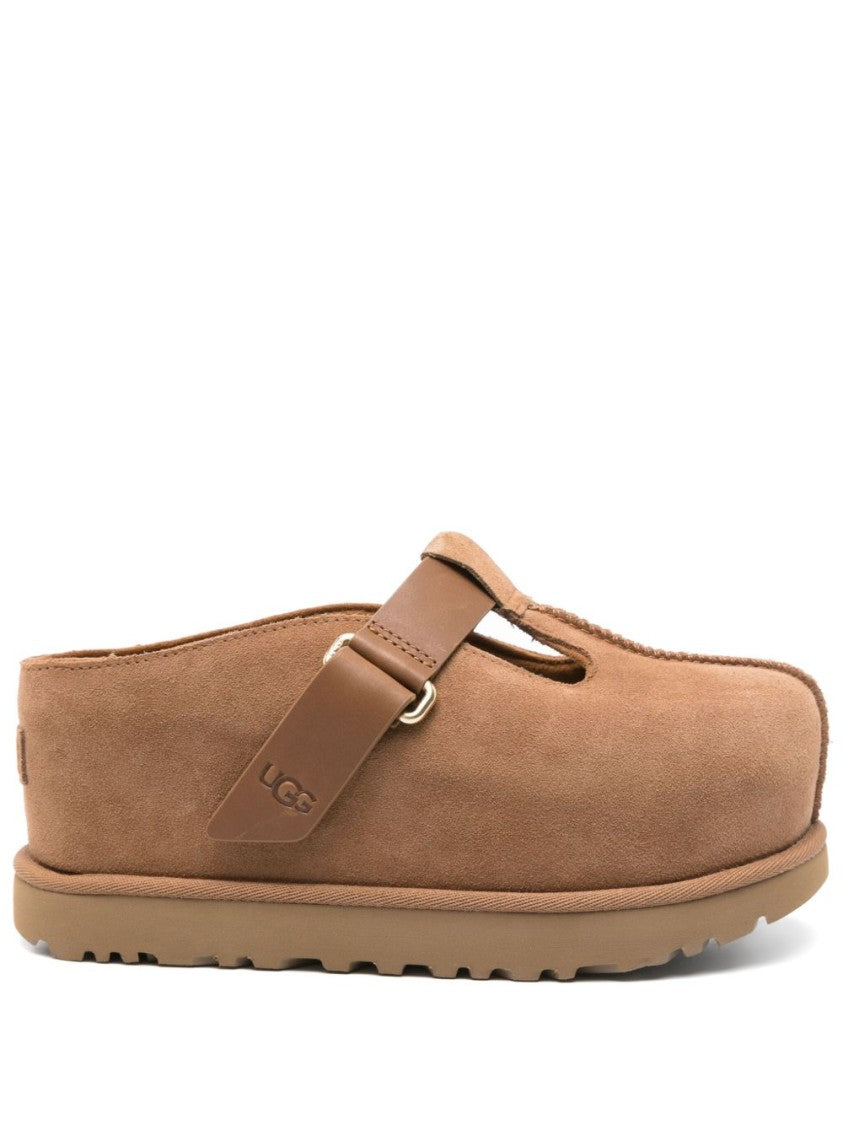 Ugg Suede Upper Flats With Leather Strap