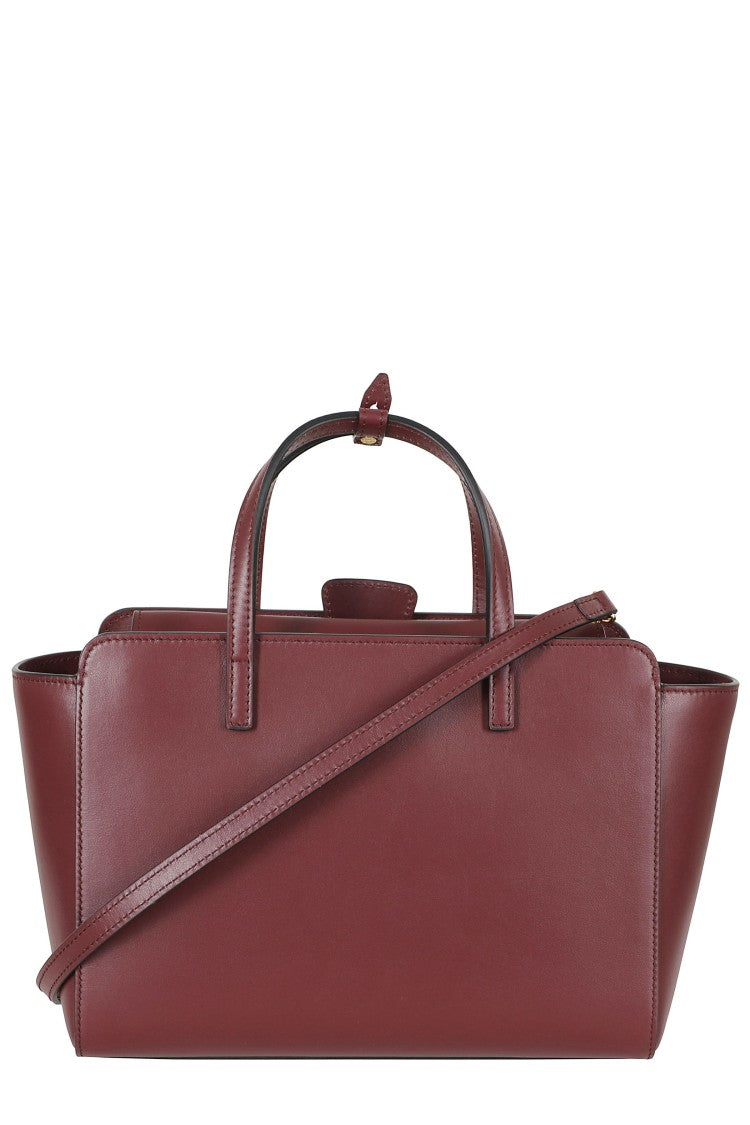 Hidesins Wine Structured Flap M Two-Tone Leather Tote Bag