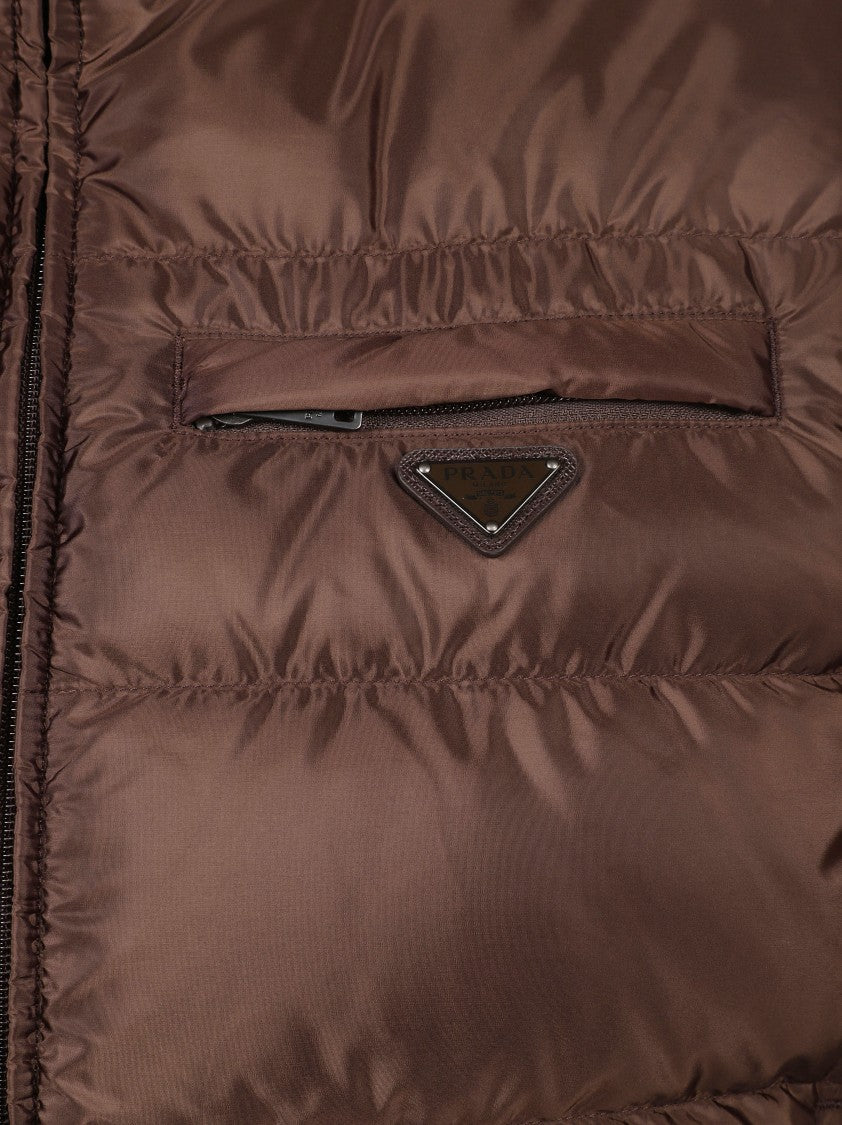 Prada Quilted Sleeveless Coat With High Collar