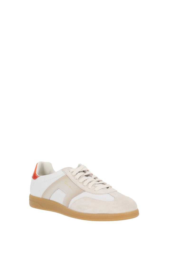 Santoni Olympic Classic Leather And Suede Sneakers