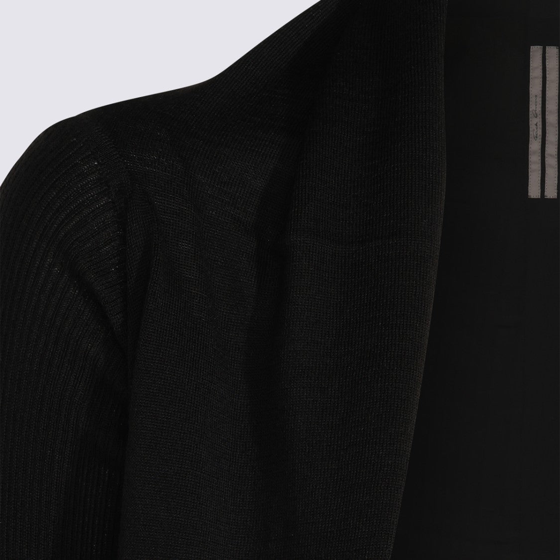 Rick Owens Draped Open-Front Black Sweater With Asymmetrical Hem