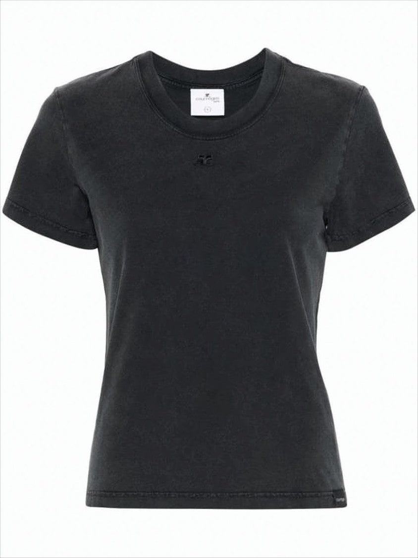 Courrèges Fitted Short-Sleeved T-Shirt With Subtle Embroidery