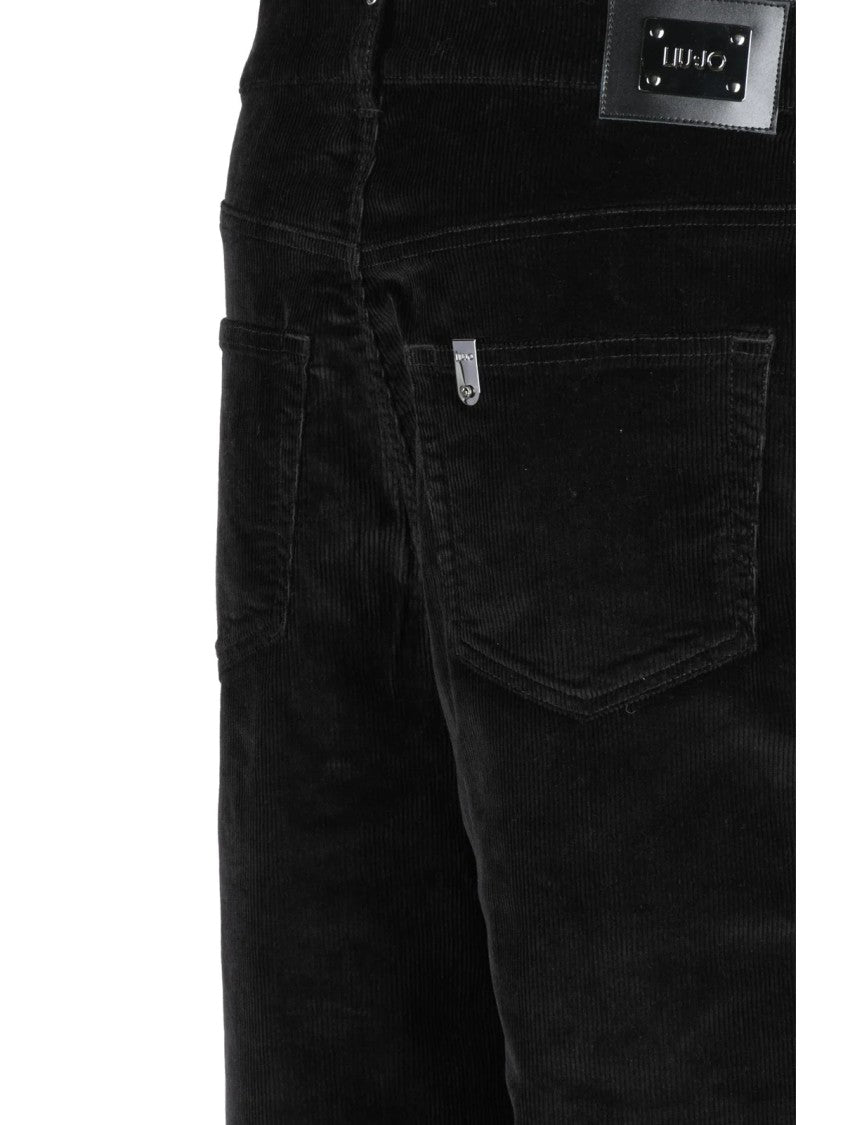 Liu Jo Baggy Velvet Trousers With Wide-Leg Silhouette And Textured Finish