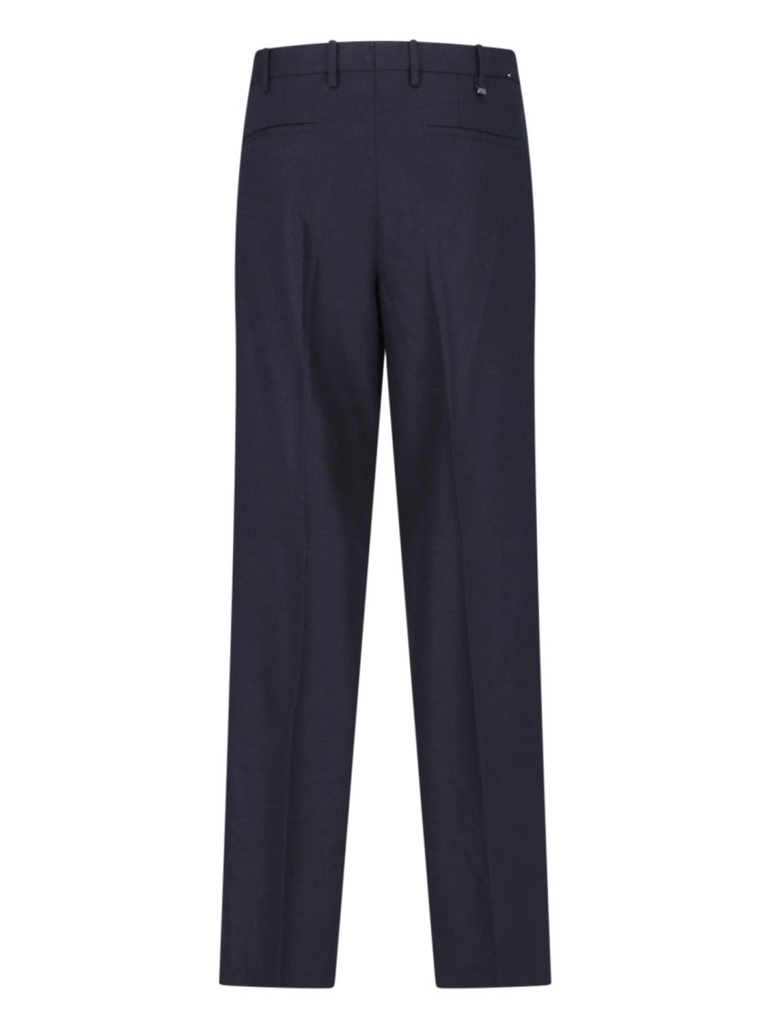 Pt Torino Black Straight-Leg Virgin Wool-Cashmere Trousers
