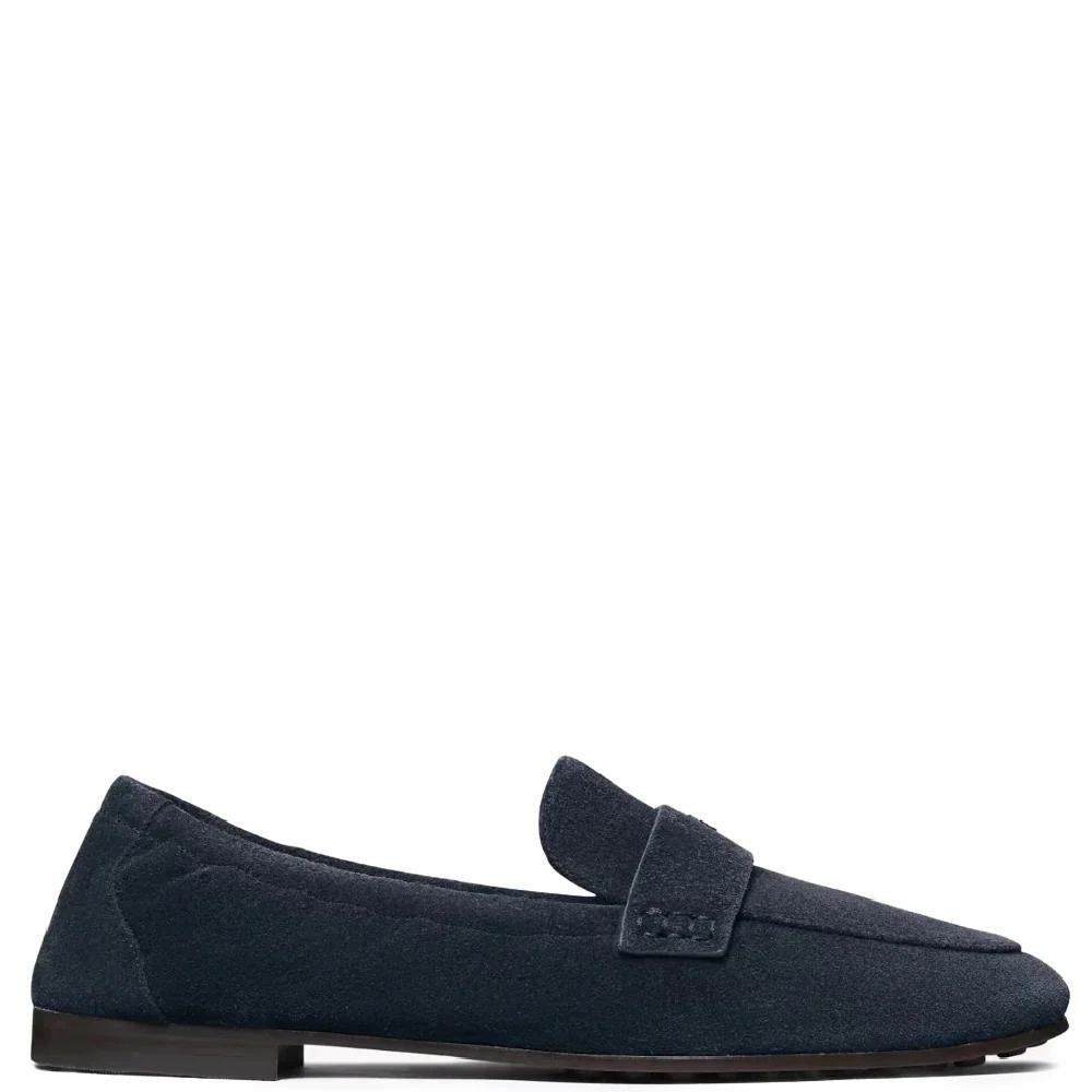 Tory Burch Velvet Suede Ballet Loafers With Subtle Metallic Emblem