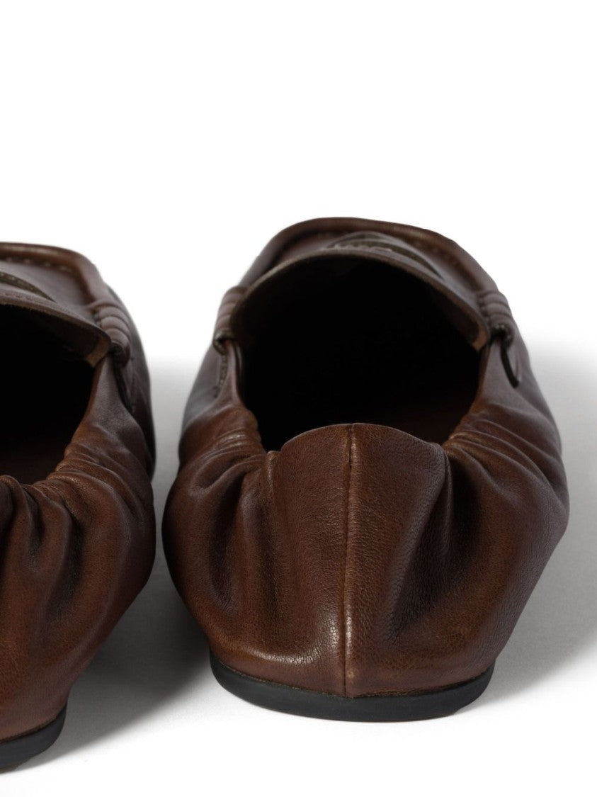 Miu Miu Brown Leather Penny Strap Loafers