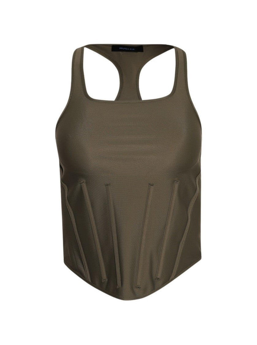 Mugler Corset Top Khaki