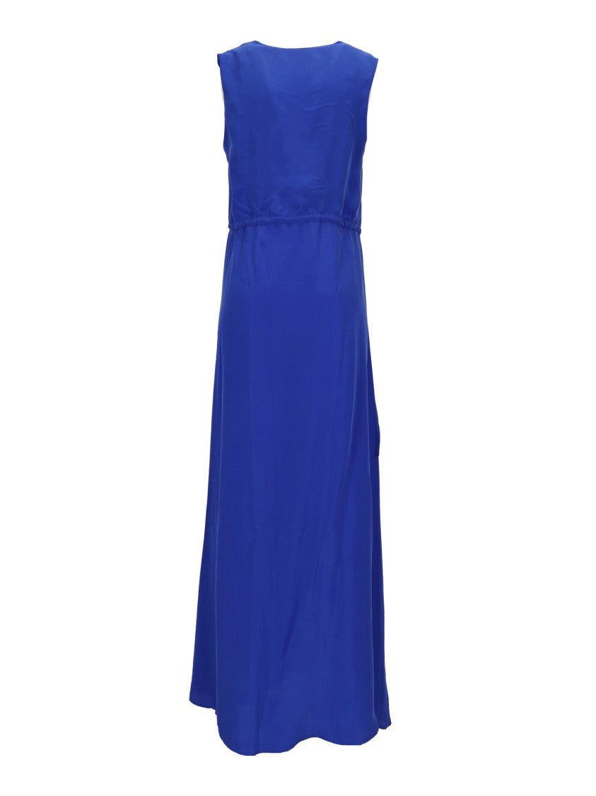 P.A.R.O.S.H. Silk Asymmetrical Gathered Midi Dress
