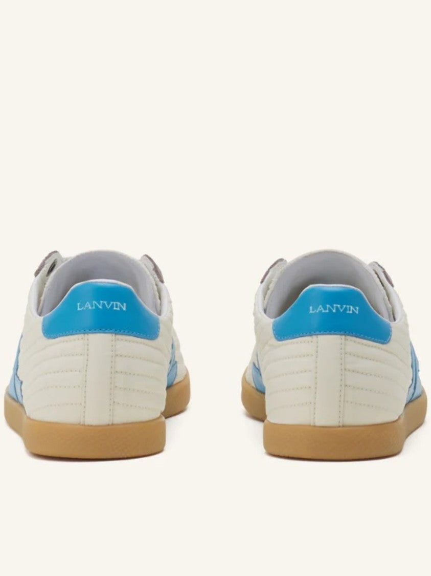 Lanvin Quilted Nylon Sneakers With Suede Overlays And Logo Stripe