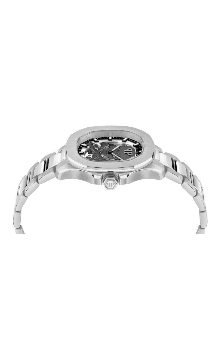 Philipp Plein Automatic Watch With Silver Skeleton Dial And Deployant Buckle