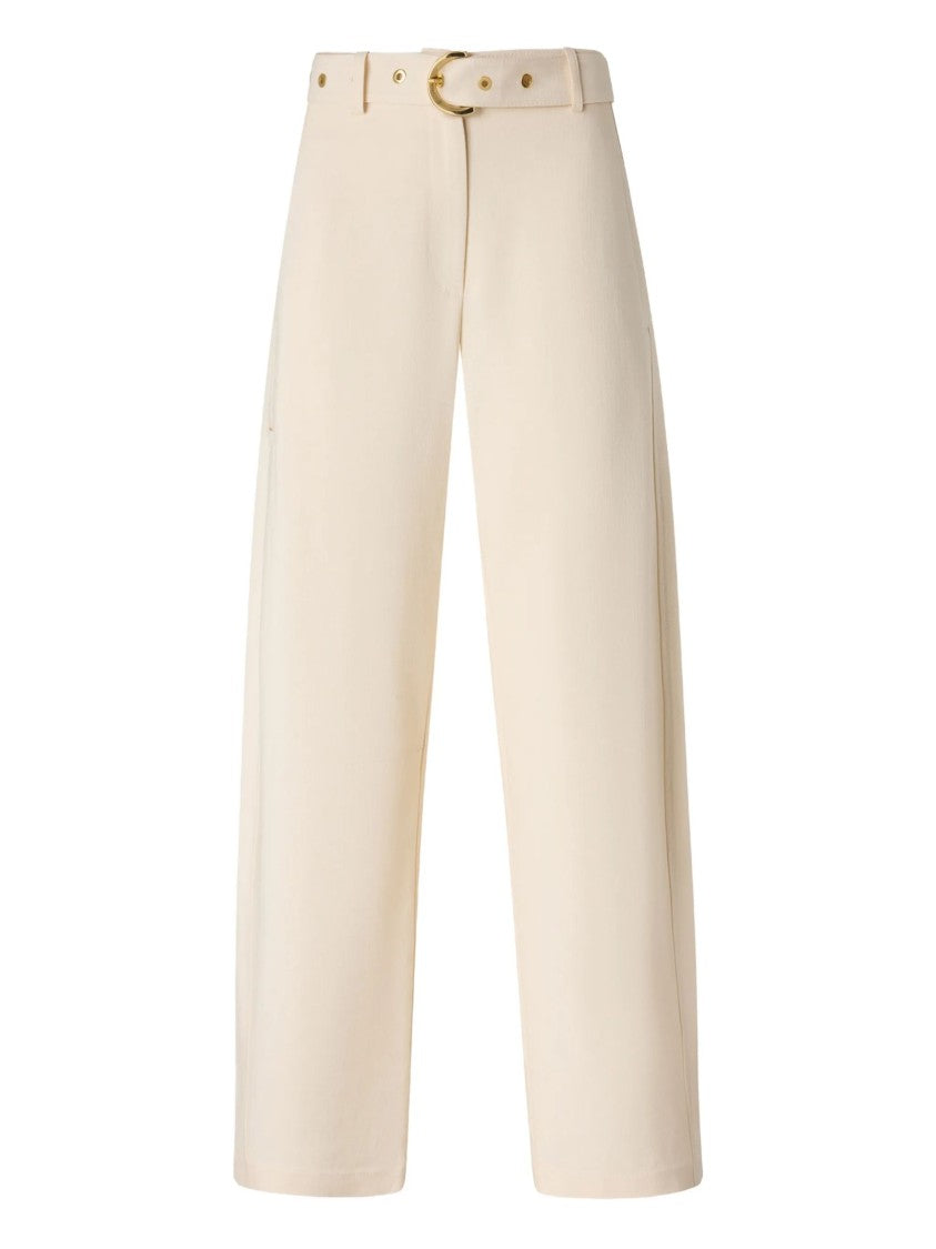 Pinko High-Waisted Wide-Leg Gold Buckle Pants