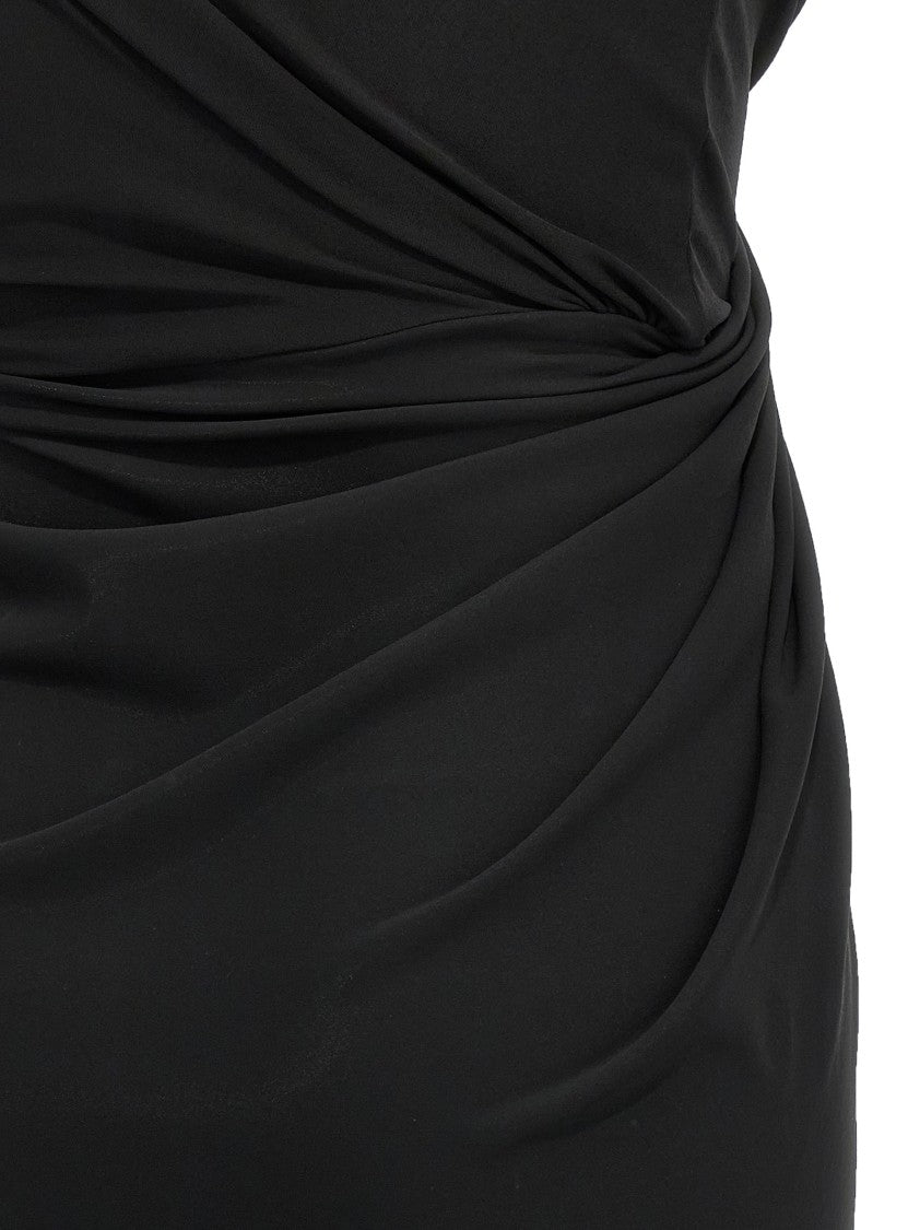 Balenciaga Asymmetrical Hem Black Midi Dress