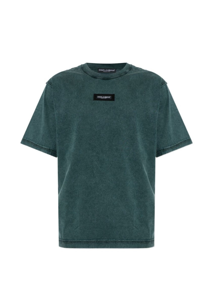 Dolce & Gabbana Green Crew Neck Logo T-Shirt
