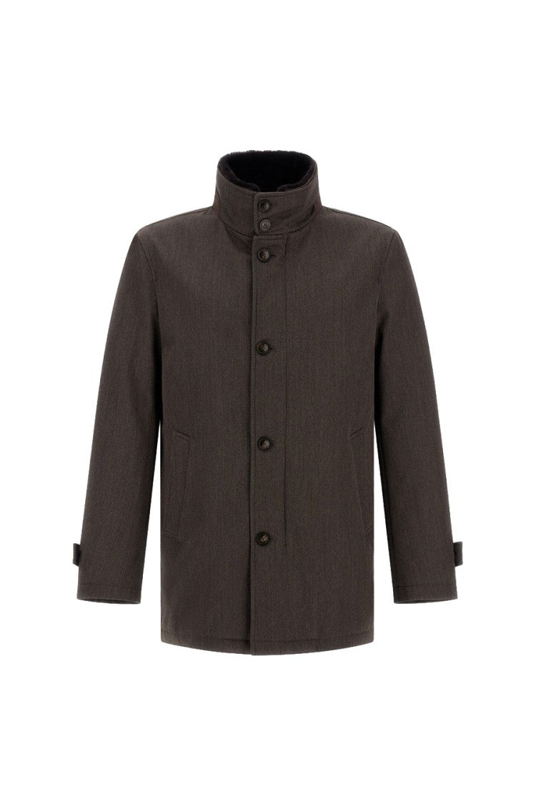 Herno Dark Brown Stand-Collar Wool Coat