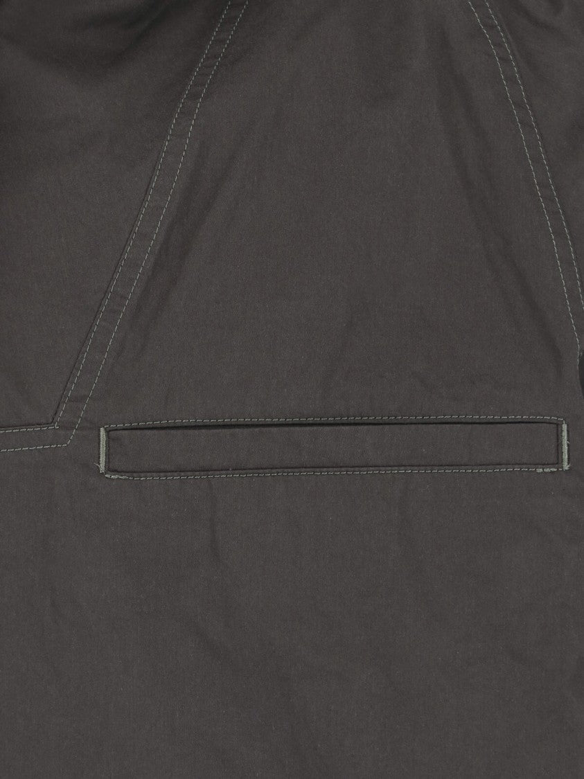 Lemaire Grey Funnel Neck Boxy Cropped Hooded Sweatshirt