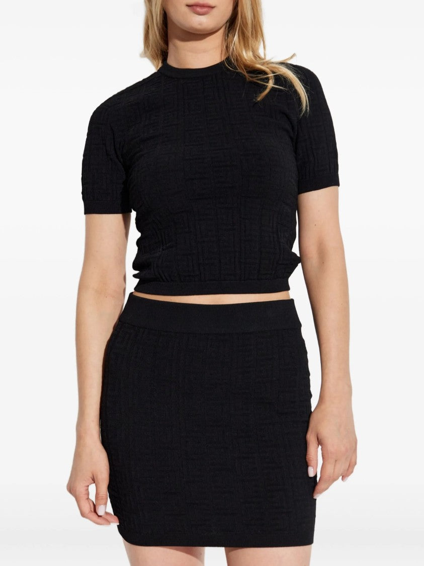 Balmain Black Classic Ss Cropped Fitted Top
