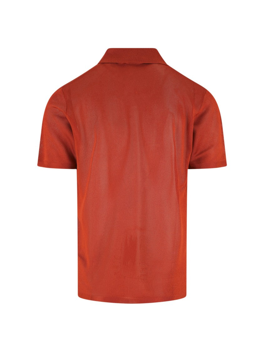 Lacoste Orange Piqué Satin Ribbed Logo Polo