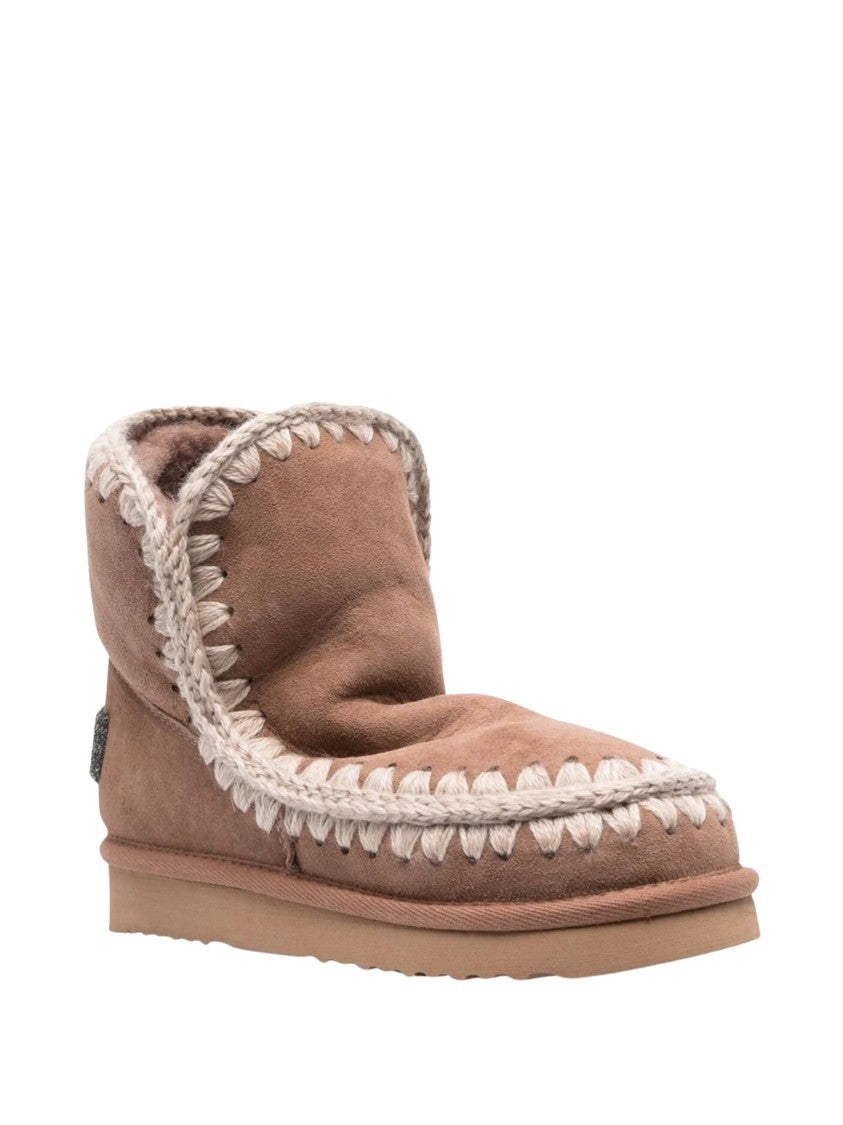Mou Deep Brown Eskimo 18 Lambskin Rhinestone Slip-On Shoes